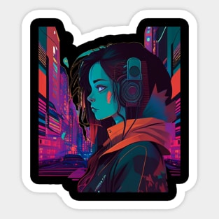 LOFI HIP Hop - Anime Girl Sticker